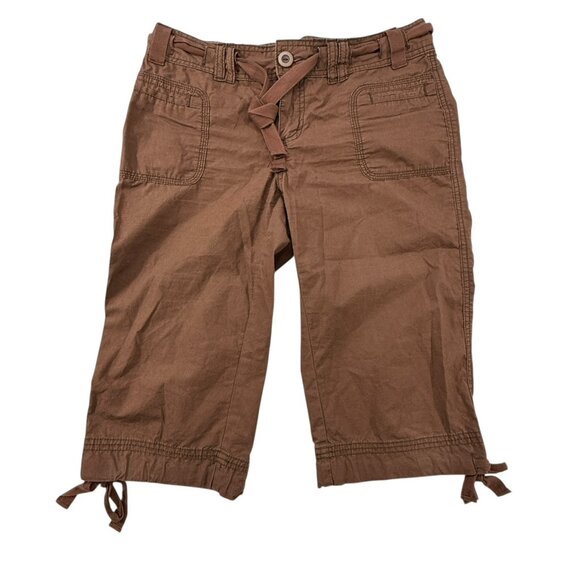 Vtg Y2K Op Drawstring Capri Pants Women’s Sz 5 Brown Utility Ocean Pacific - Picture 1 of 12